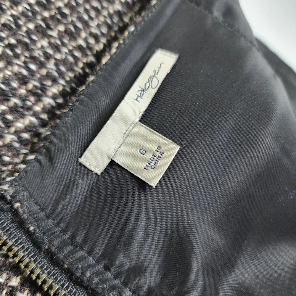 Halogen Womens Tweed Mini Skirt Size 6 Black‎ Tan Wool Blend Textured A-Line